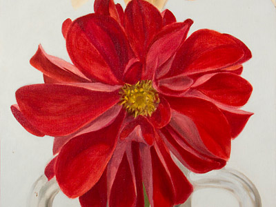 Untitled- Tan Lily Red Zinnia