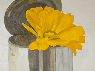 Untitled - Yellow Zinnia in Can